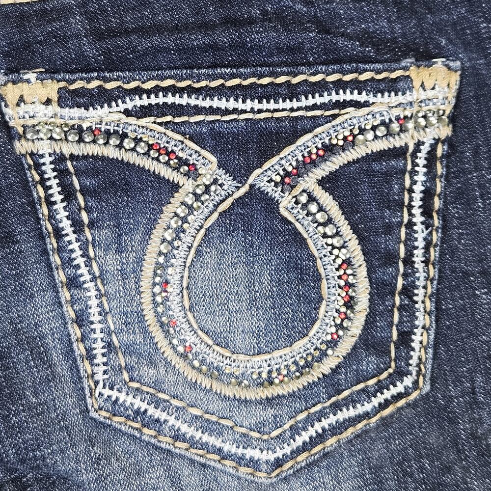 BIG STAR Liv Jean 27L Tall Bling Thick Stitch Western Blue Denim Cowgirl 31x34 - Picture 9 of 16